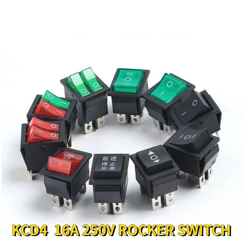 Uniteeelec KCD4/KCD6 ON-OFF ON-OFF-ON 4PINS/6PINS RED/GREEN Rocker Power Switch 16A 250V