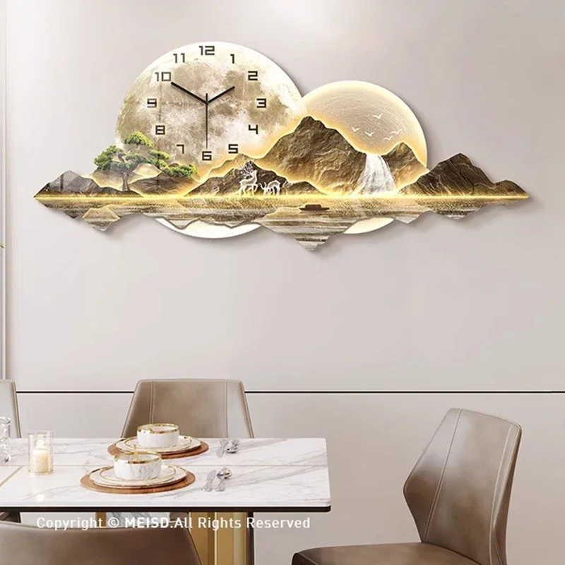 Living Room Wall Clocks Led Luxury Aesthetic Modern Wooden Restaurant Wall Watch Fashion Large Reloj De Pared Room Decorations