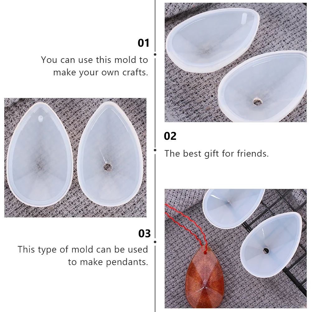 

2 set Crystal Epoxy Mold Silicone Diy Pendant Mould For Handmade Hanging Ornament Resin Craft Non-Stick Easy Release Durable