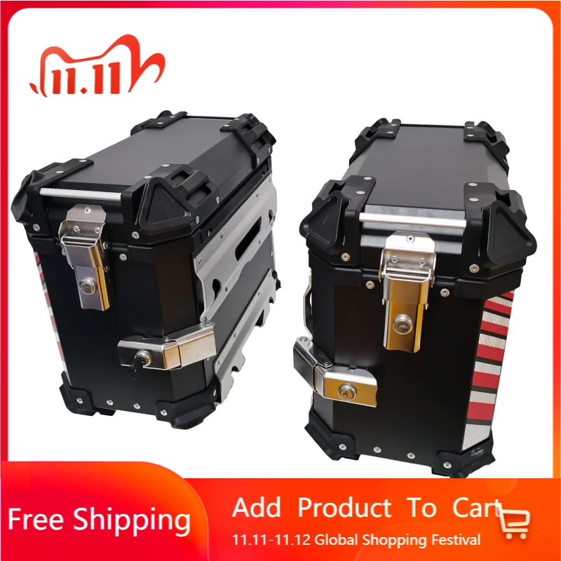 

STLF CHASING Factory Aluminium Motorcycle Side Box Top Box Cargo Delivery Case with Leather Bracket for Panniers and Luggage