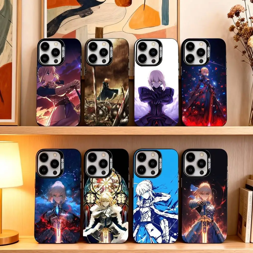 

F-Fate Zero Stay Night S-Saber Phone Case For iPhone17,16,15,14,13,12,11 Plus,Pro Max Black Candy silver phone case
