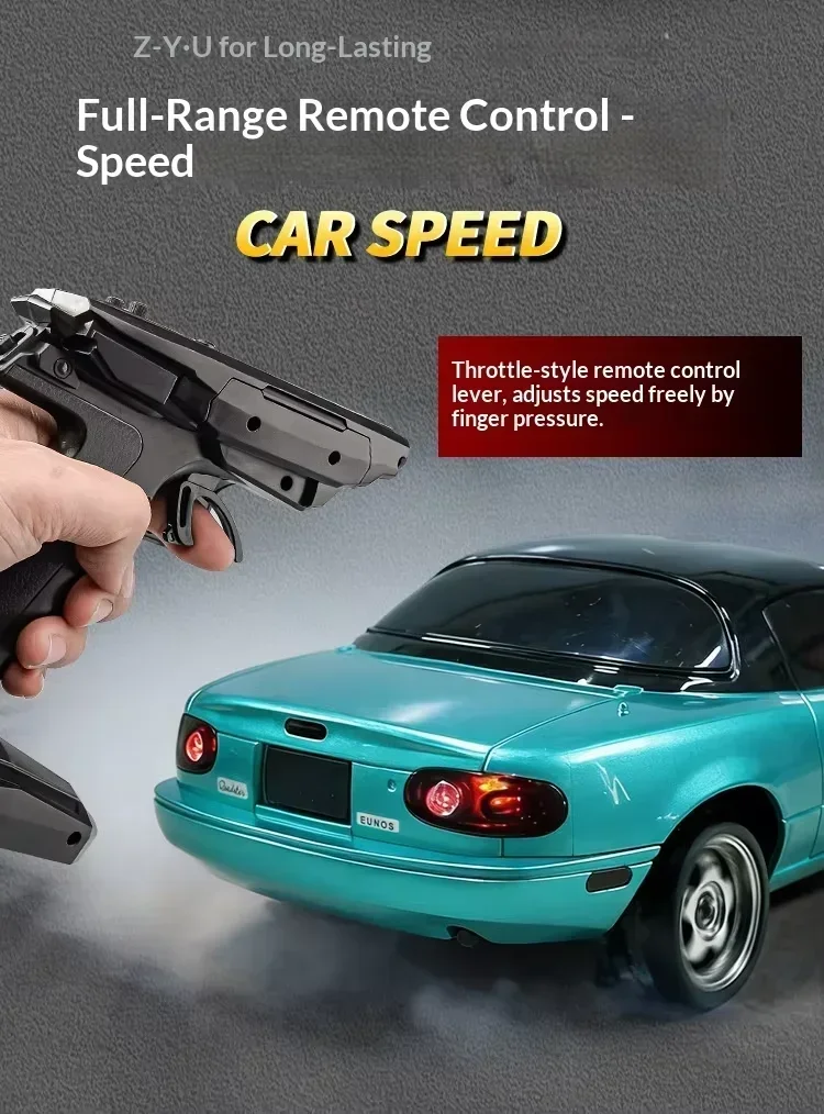LDRC Upgraded LD1804 1:18 MX-5 RWD RC Drift Car Gyro Stabilization LED Headlight Funny Tongue 2.4G Remote Control Toy Car Gift