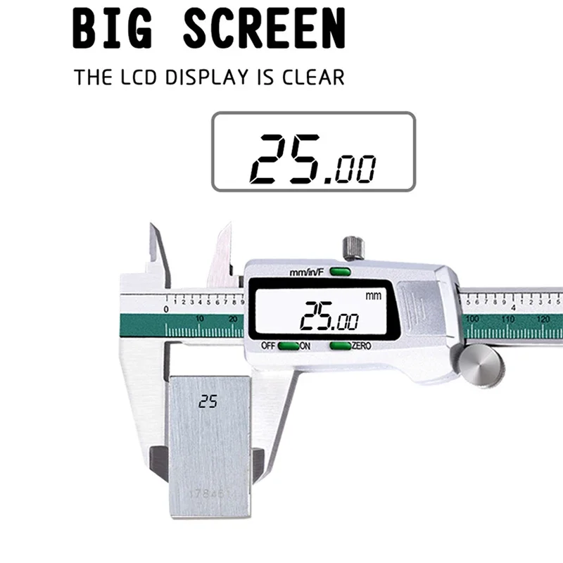 Stainless Steel Digital Display Caliper 150mm Fraction/MM/Inch High Precision Stainless Steel LCD Vernier Caliper Measuring Tool