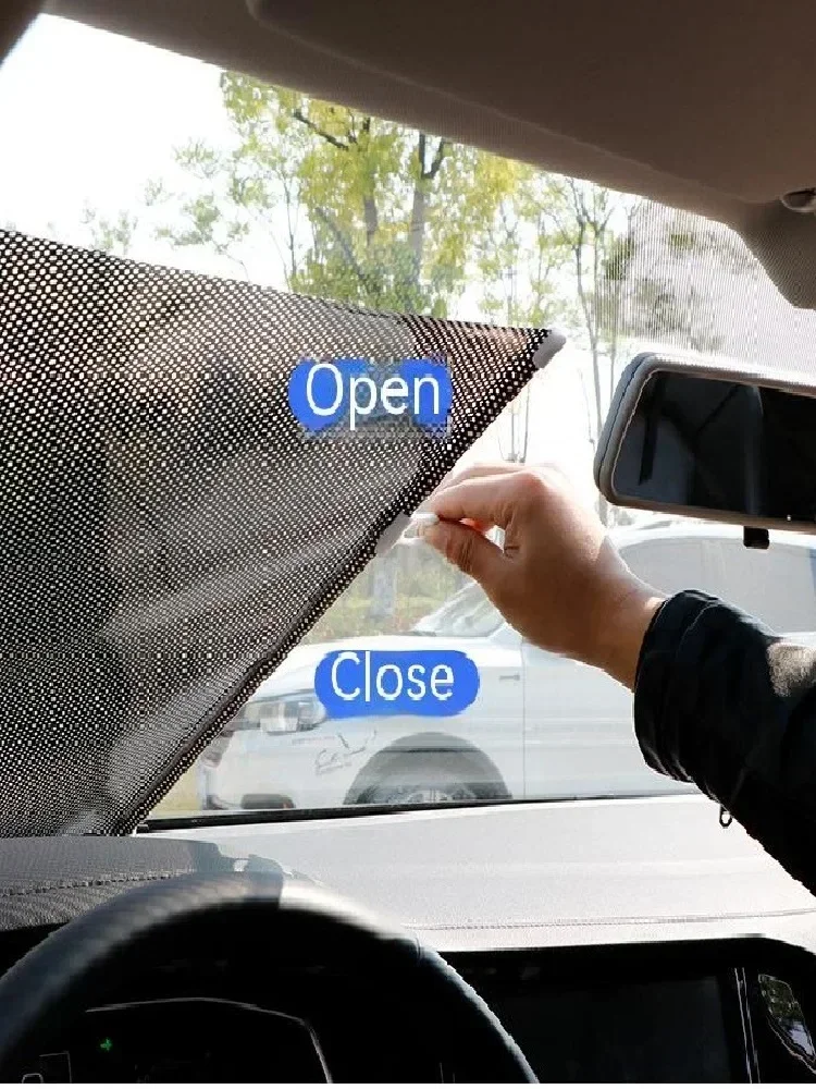 Auto zijruit zonnescherm, intrekbare auto rol zonnescherm, UV en zonwering zonnescherm autogordijn, auto reisaccessoires - afbeelding 2
