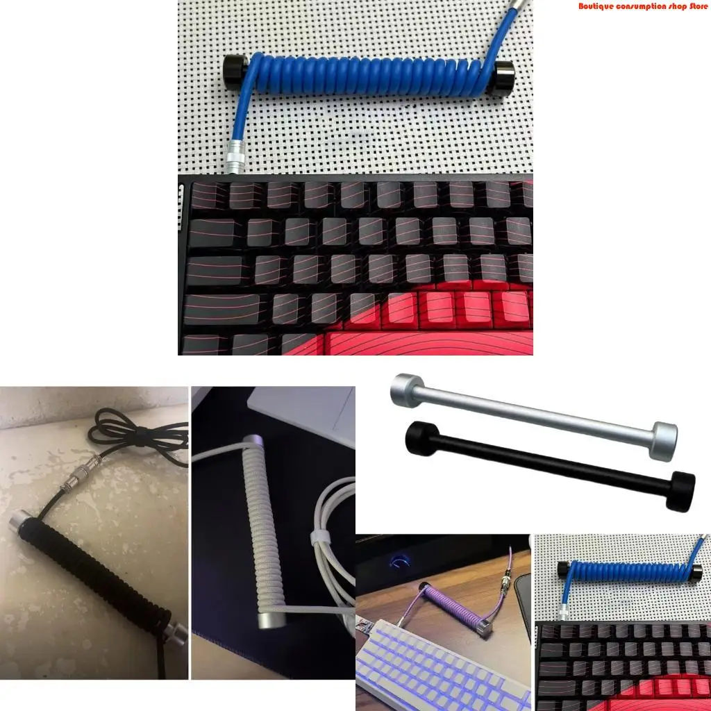 L9NA Coiled Cable Protections Rod Coiled Keyboards Cable Weight Fixed Rod Reel Flexible And Convenient Cable Organizers