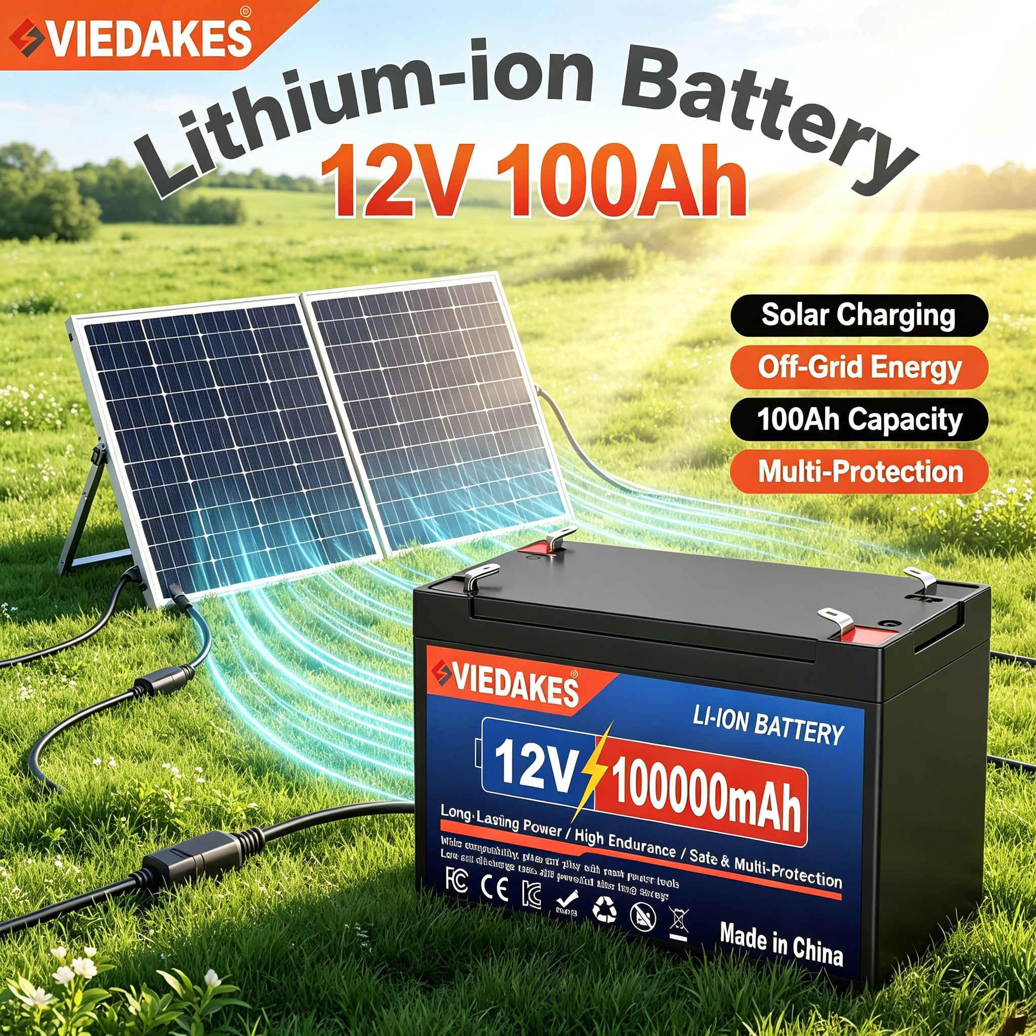 Safe 12V 100000mAh Lithium Battery Pack, Long Lasting Power For RV Camper, Marine Vessel, Agricultural Sprayer