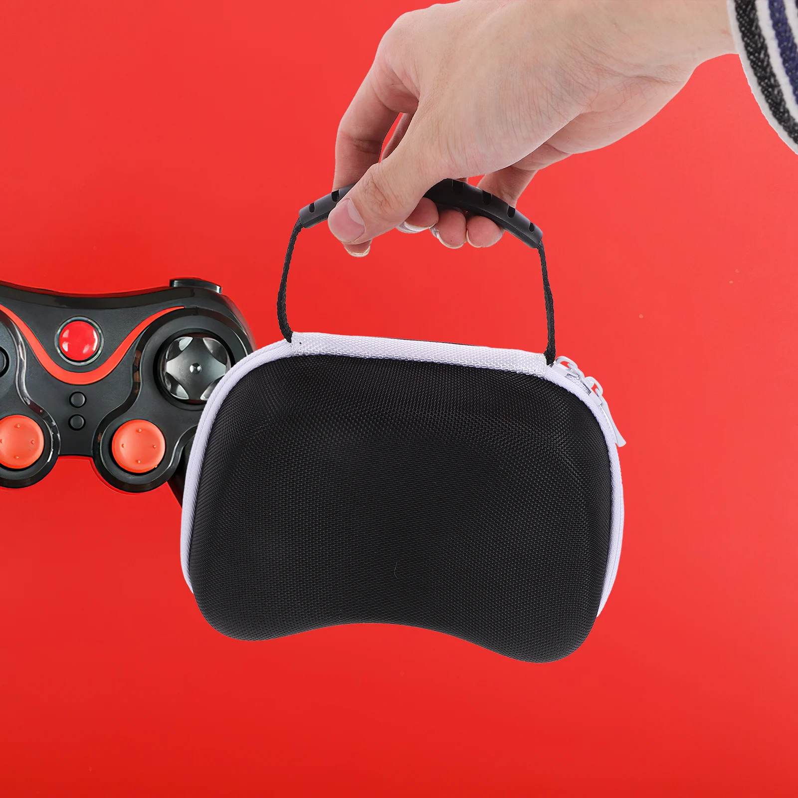 

Hard Eva Game Controller Case Storage Bag Portable Carrying Strap Travel Box with Mesh Pocket Protective Cover Organizer Gaming