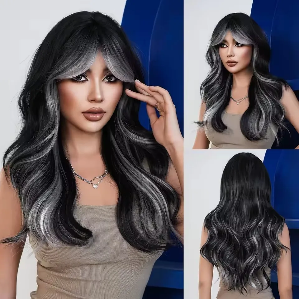 

Shoulder Length Synthetic Black Wig, Suitable For Women's Daily Party