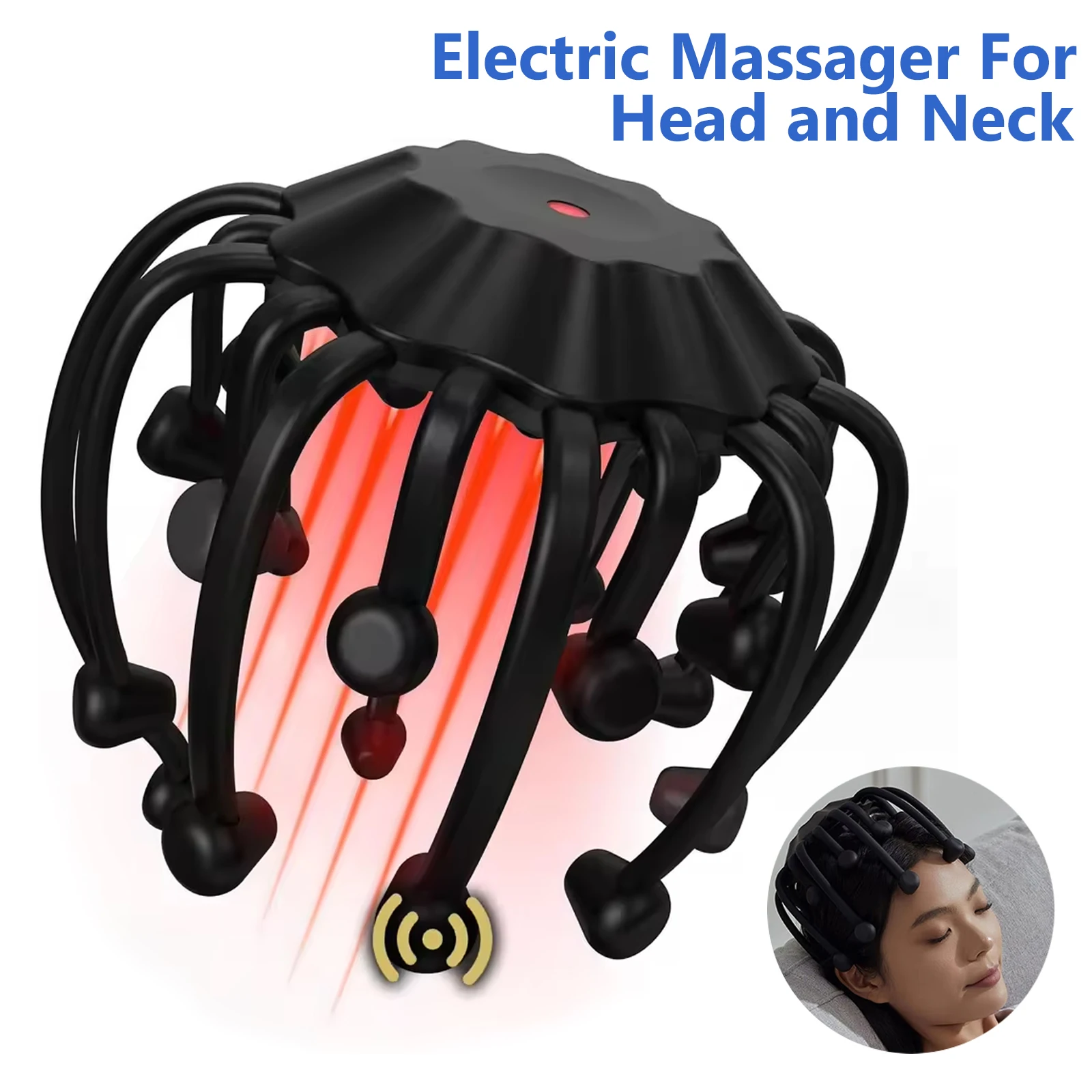 

Электрический массажер для головы, массажер осьминога, 20 сокращений, 5 режимов, массажер для кожи головы 2, удлиненное устройство для терапии красным светом контракта