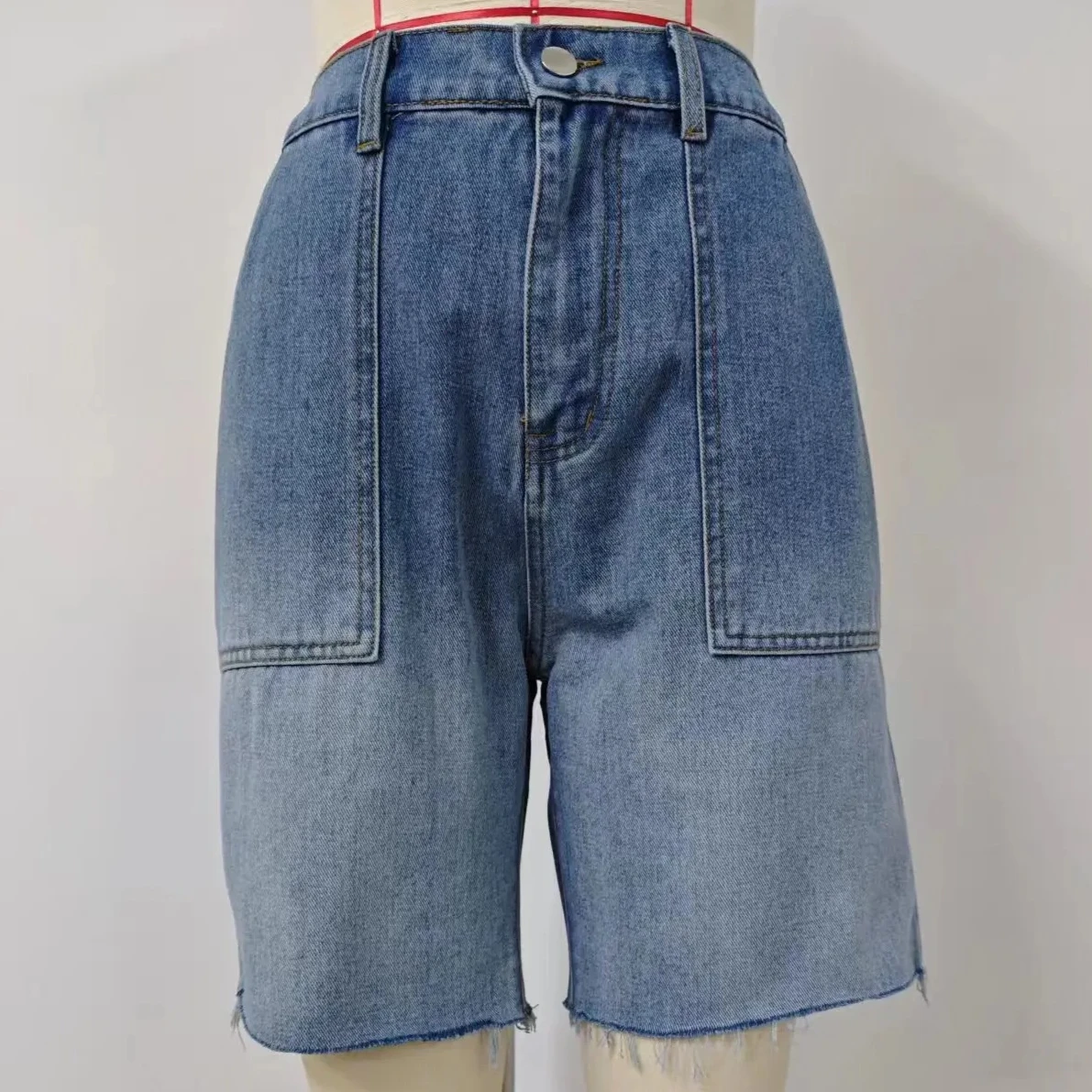 

Пляжные шорты-брюки женские, повседневные джинсовые, рваные, со средней посадкой, с карманами, до колена, 2026, уличный стиль, джинсовые короткие брюки