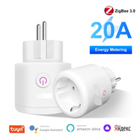 JSPTEC Tuya ZigBee Smart Plug 20A Smart Home Outlet Socket EU  with Power Monitor Function Supports Alexa Alice Hey Google