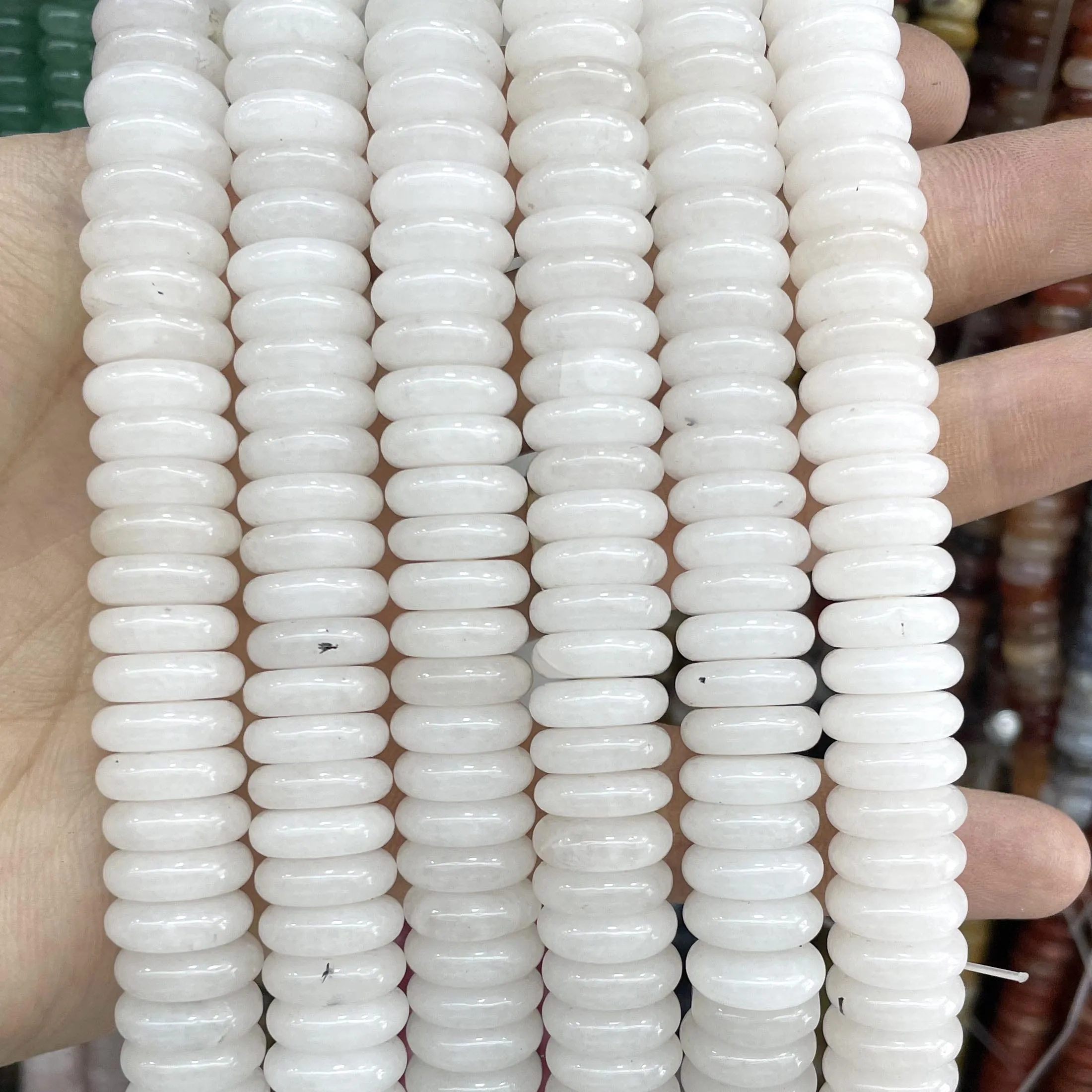 4X12MM Naturstein Rondelle 7 Chakra Quarz Jaspis Achate Flache Runde Spacer Perlen Für Schmuck Machen DIY armband Zubehör – Detail 5