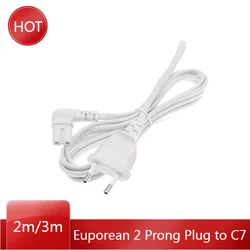 Adaptador de Cable de extensión de alimentación, enchufe Europeo de 2 clavijas a IEC320, C7, figura 8, ángulo, 2m, 3m, 5m, para Samsung, Philips, Sony, LED TV