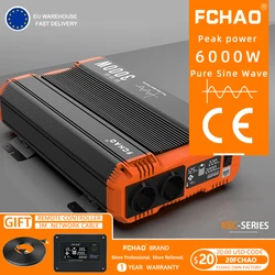 FCHAO 6000W Inverter a onda sinusoidale pura 12V 24V a 220V 110V convertitore di alimentazione Display LCD trasformatore di tensione accessori Auto UPS