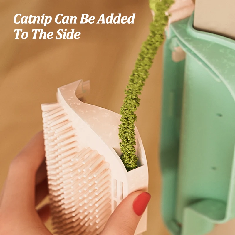 Pet Cat Hair Removal Comb with Catnip Balls & Spring Toys Cat Self Cleaning Scratcher Combs Kitten Pet Massager   Rubbing Brush view 3