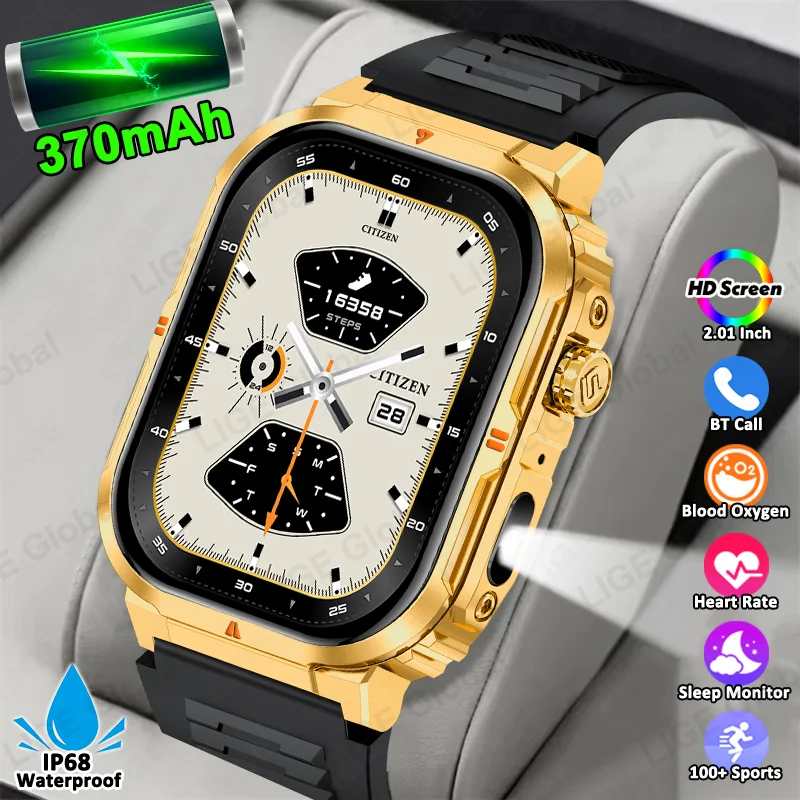 

LIGE Смарт-часы для мужчин IP68 Водонепроницаемые Bluetooth-монитор для вызова и здоровья Фонарик 370 мАч Батарея 100+ Спортивные умные часы для женщин