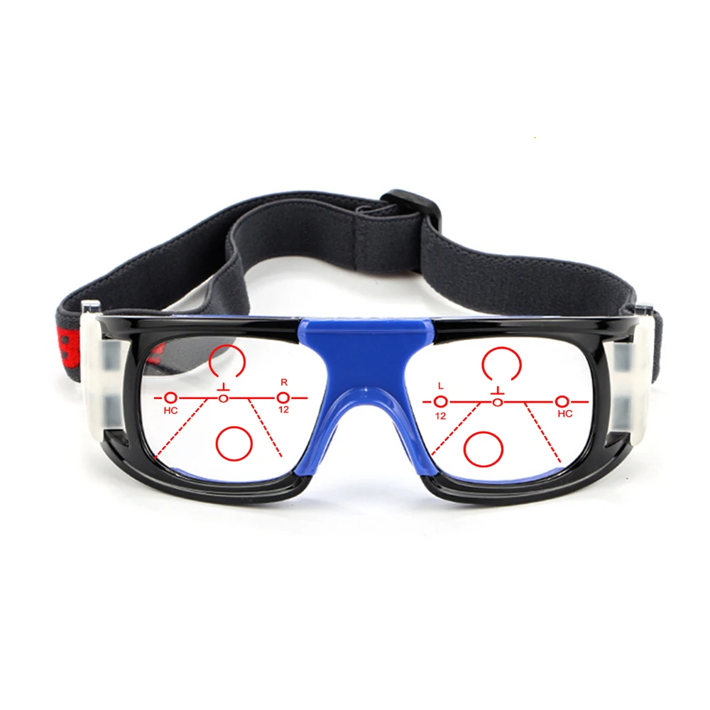 Black and Blue Oversized Anti-Impact Shockproof Sport Progressive Multifocal Reading Glasses Add 75 to Add 400