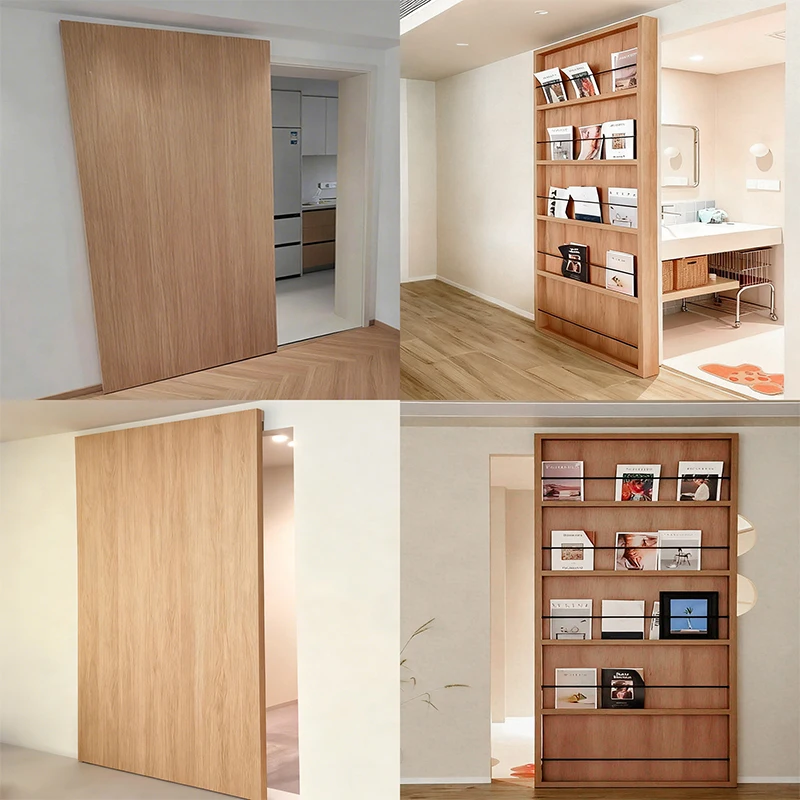 SSOUIM مجموعة باب منزلق غير مرئي بارتفاع كامل مع عازلة ثنائية الاتجاه وقضيب تعليق مخفي لباب شبح الحمام