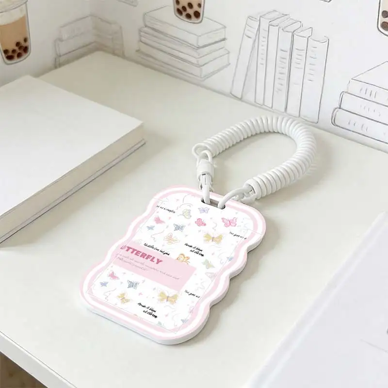 Card Protection Cover for Stretchable Spring Cord Student Bus/Meal Card Protection Case Kpop Photocard Holder Photo Protector