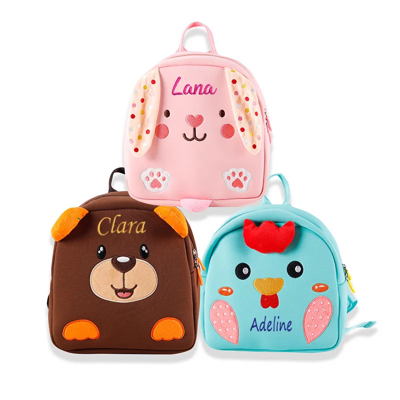 Cute Cartoon Backpack Customization Your Name Animal Backpack Male and Female Kindergarten Personalized Book Bag