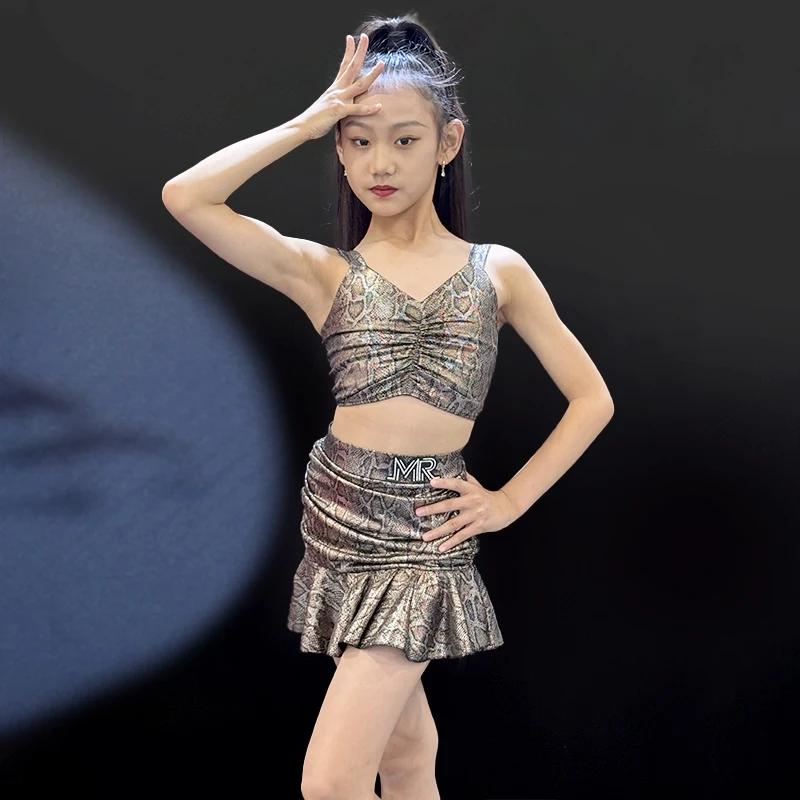 Vêtements de danse Rumba Chacha pour enfants, Costume de spectacle de danse latine pour filles, vêtements de danse latine d'été, costumes de scène SL13432