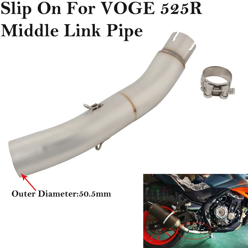 

Slip On For VOGE 525R Motorcycle Exhaust Escape Systems Modified Tube Middle Link Pipe Stainless Steel Connection 51mm Muffler