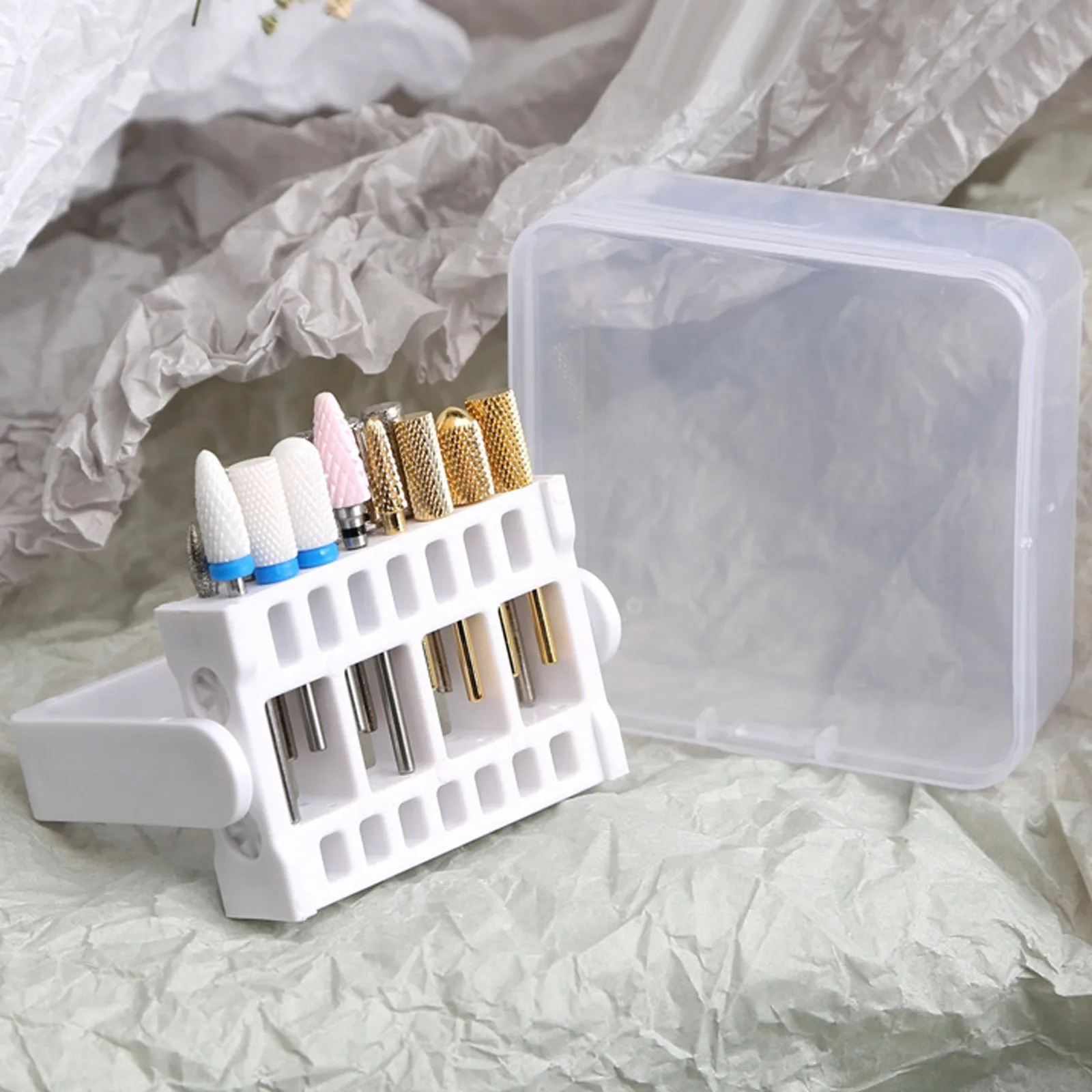 

Набор из 3-х прочных полипропиленовых органайзеров для хранения насадок для маникюра и педикюра, компактный и легкий, для салонов и домашнего использования