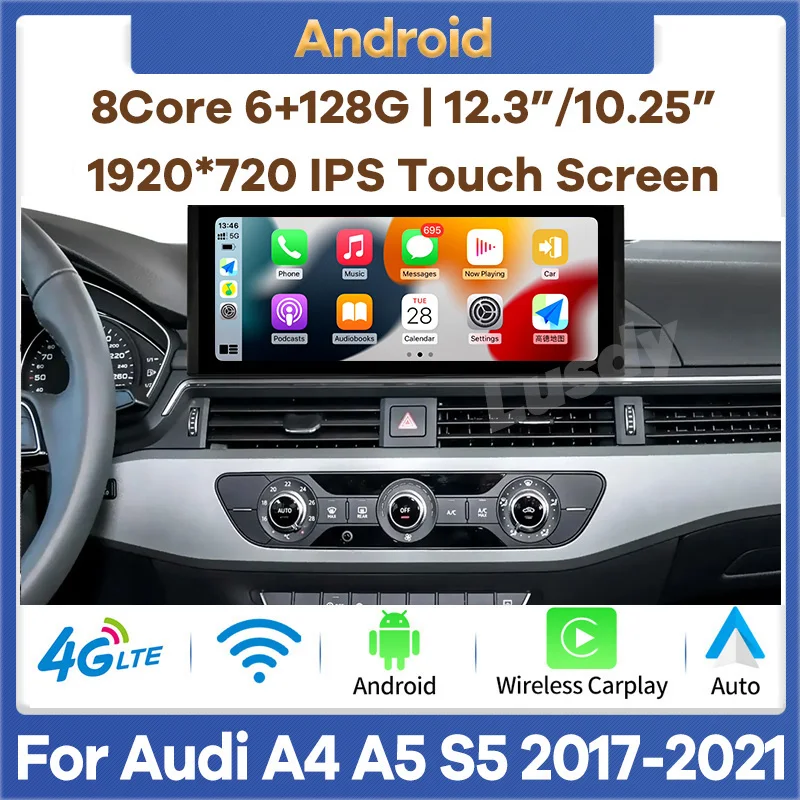 

Android 13 Car Radio Multimedia Player GPS Navigation for Audi A4 B9 A5 S5 2017-2021 Auto Stereo Video Head Unit CarPlay Screen