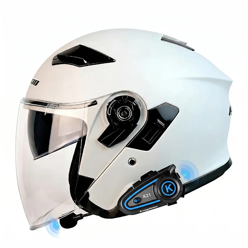 

Bluetooth Motorcycle Helmet Half Open face Double Lens Anti-Fog Helmet DOT Certification Casco Moto Motocross Helmet Casco moto