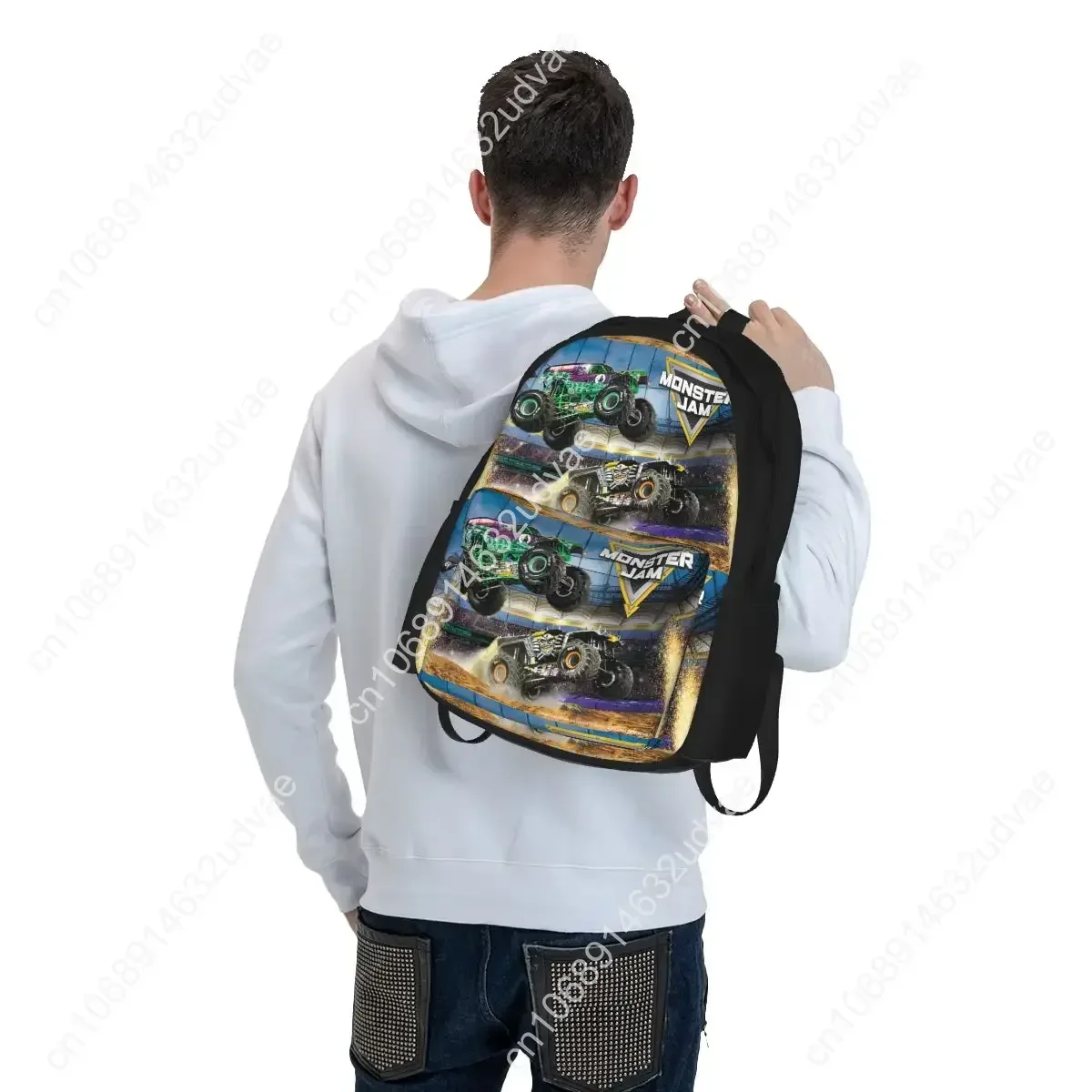 Ransel Pola Monster Jam Klasik Tas Buku Tas Sekolah Ransel Kartun Tas Bahu Ransel Perjalanan