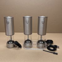 Rechargeable Salt and Pepper Mill Multi Functional Automatic Stainless Steel Electric Pepper and Salt Grinder Set