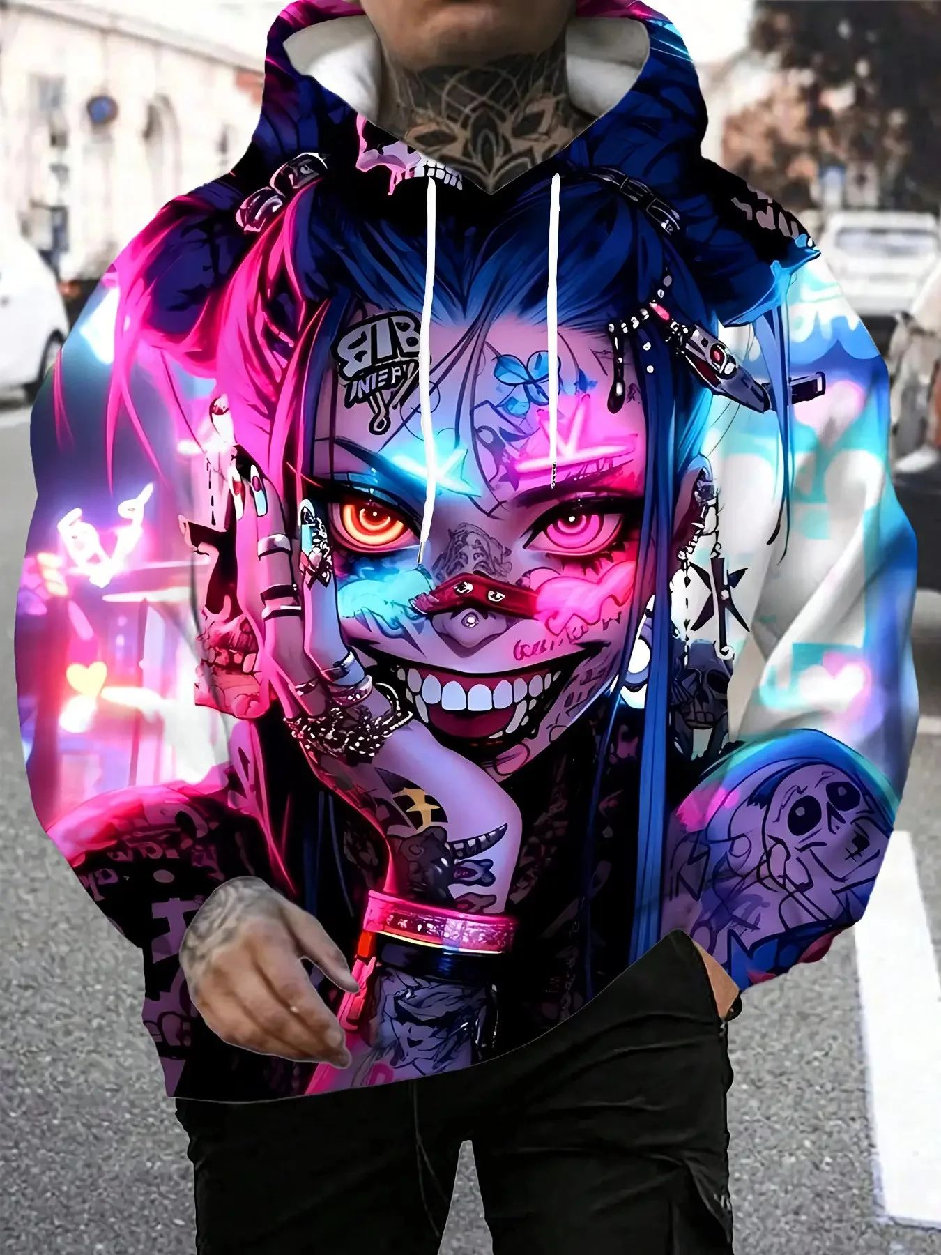 New model: men’s hooded long-sleeve loose-fitting casual printed basic sweatshirt. Perfect for young people in spring, summer, a