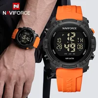 NAVIFORCE marca superior LCD Digital hombres reloj fecha y semana alarma reloj impermeable correa de silicona moda Casual reloj electrónico