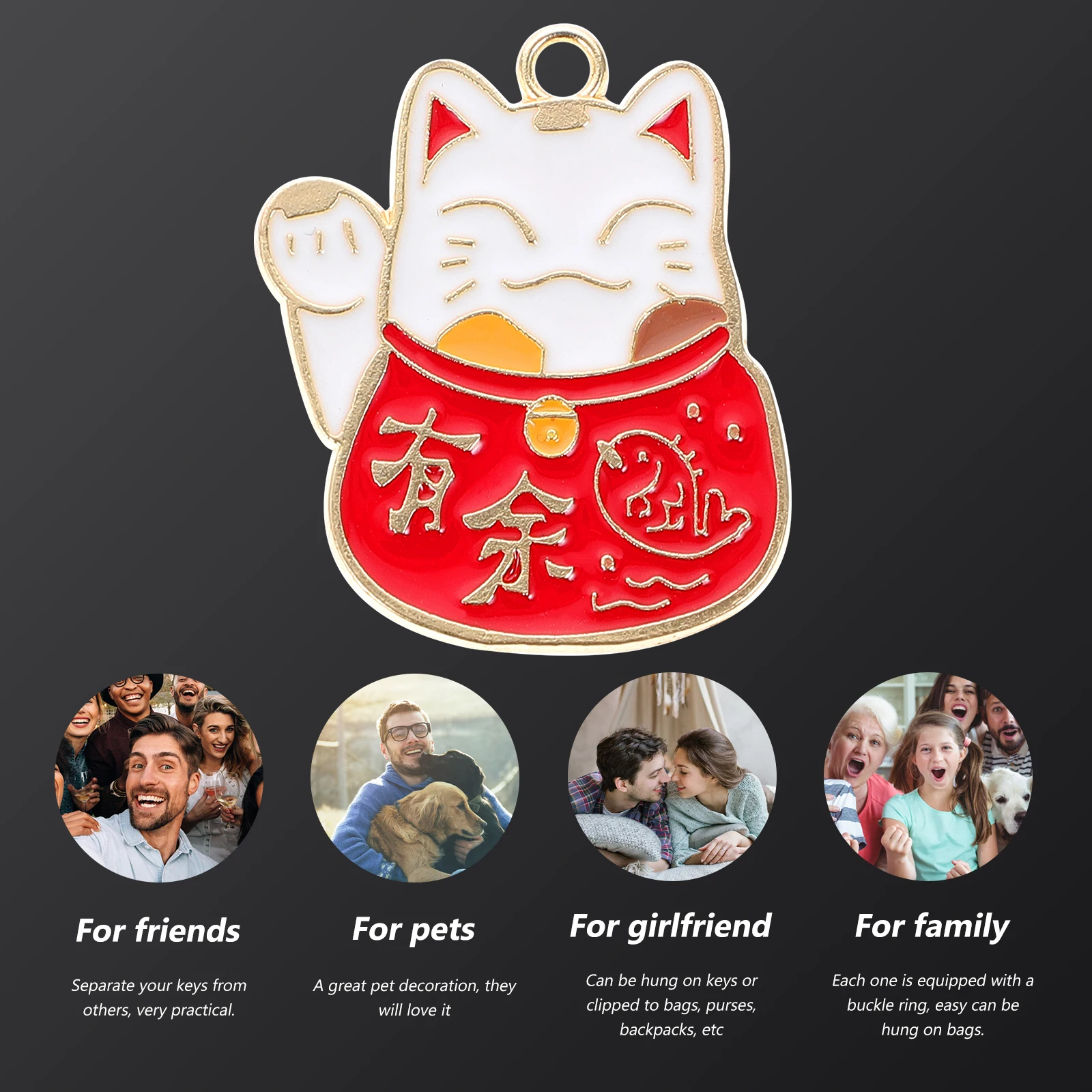 

20 Pcs Car Lucky Cat Keychain Lovers Alloy Animals Embellishment Charms for Crafting