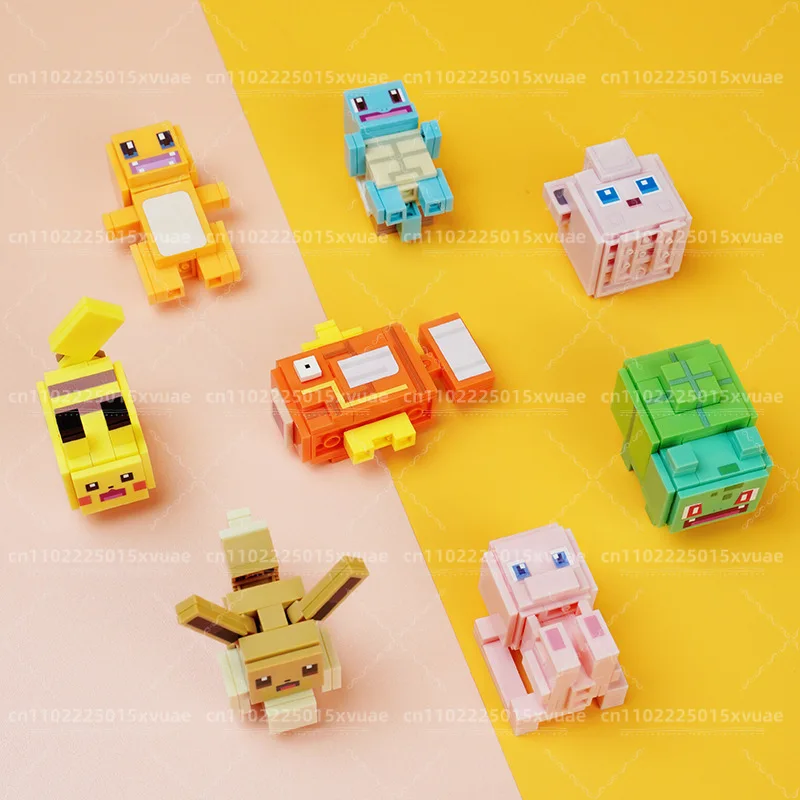 Pokémon-bloques de construcción de aventura, dibujos animados, Pikachu Mewtwo, figuras de partículas pequeñas, modelo educativo para niños, juguete para regalo
