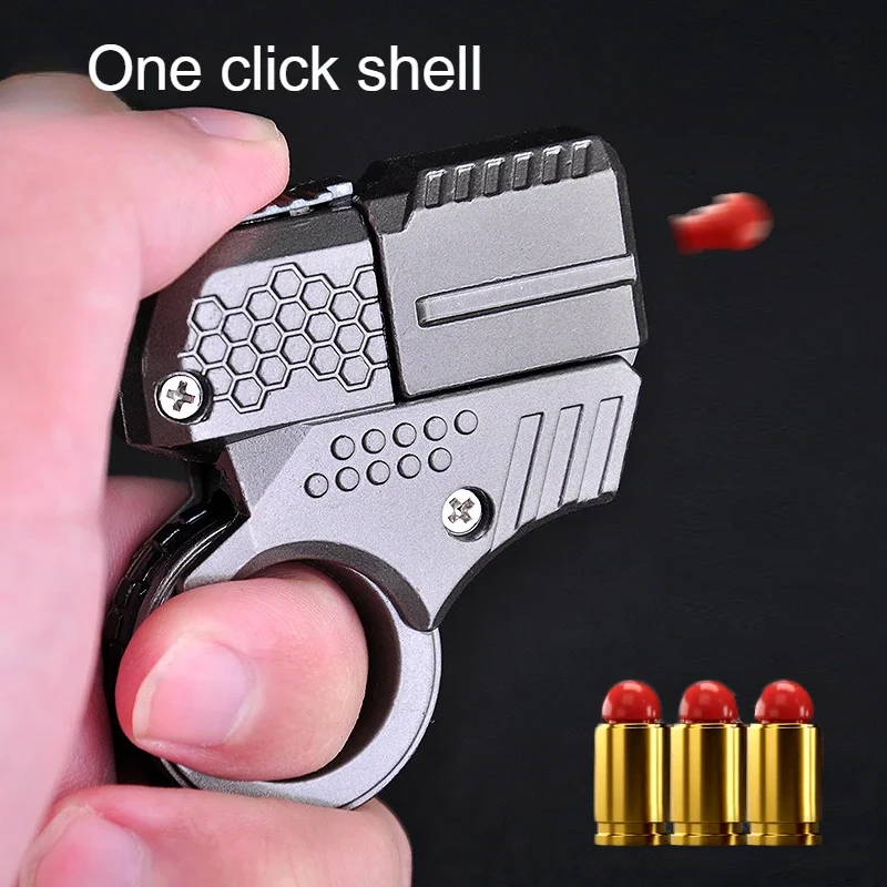 Alloy Mini Finger Ring Pistol Model Shell Throwing Soft Bullet Toy Gun Decompression Toys Golden Finger Blaster For Boys Adults