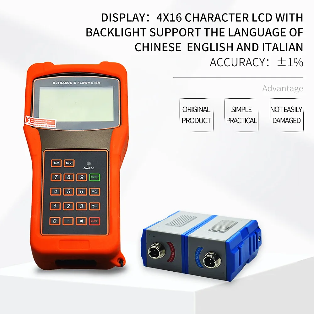 

TUF-2000H Handheld Digital Ultrasonic Flow Meter Ultrasonic Flowmeter With TM-1 Transducer DN50-700mm Temperature Range -30-90℃