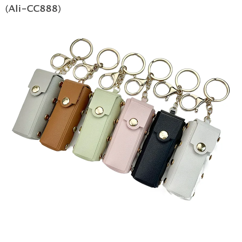 〔CC88〕Creative Leather Mini Lipstick Bag Keychain Trendy Charm Lipstick Storage Cosmetic Cases