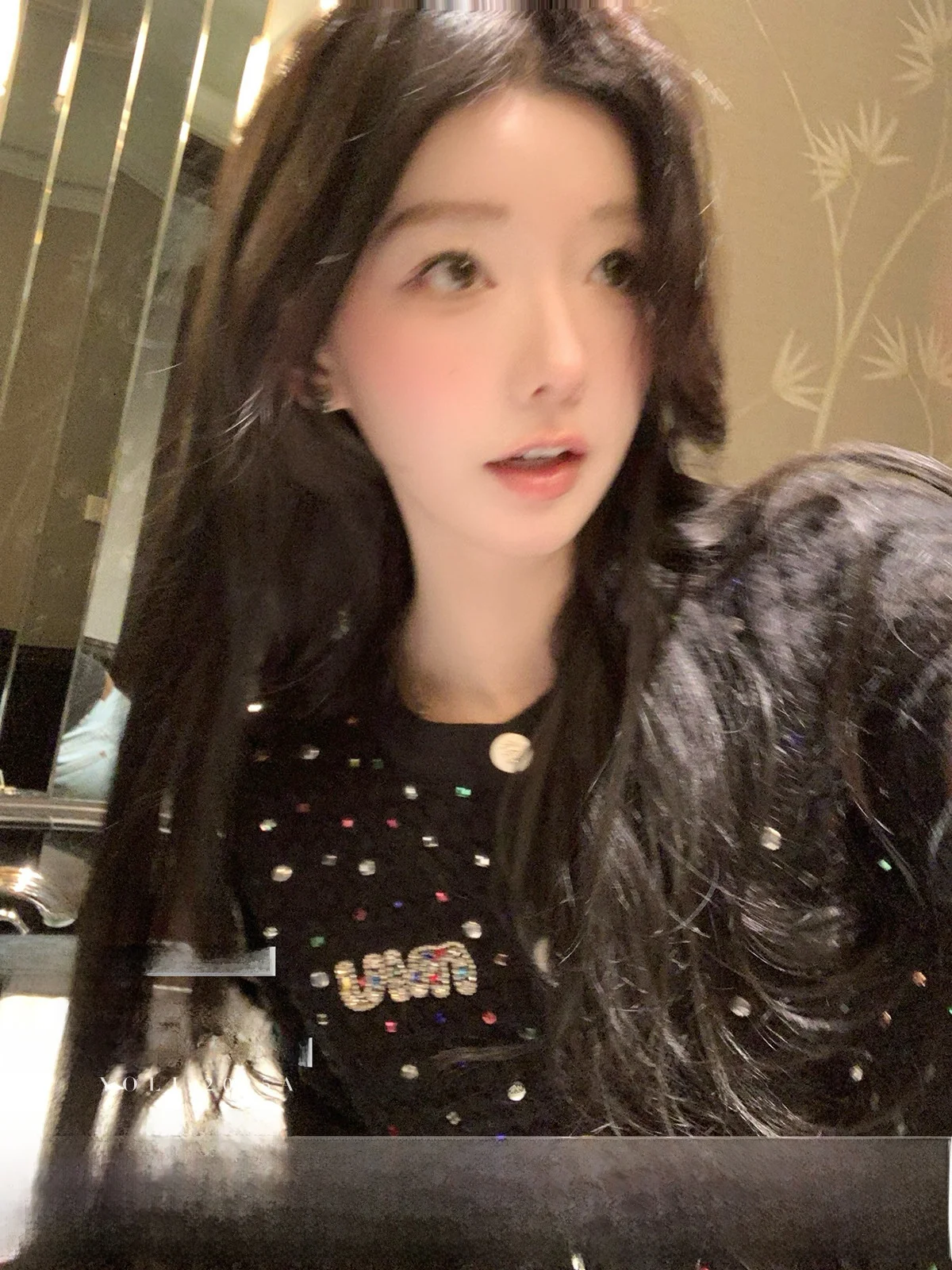 

YOLI Zhang Yuli Starlight Knitwear: Повседневный вязаный свитер с круглым вырезом и длинными рукавами, черный, женский, зимний, универсальный, открытый кардиган