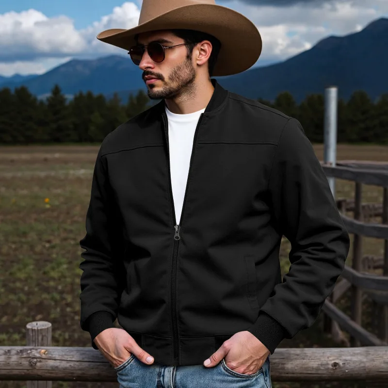 2025 Spring and Autumn New Western Cowboy Men's Jacket Outdoor Casual Hunting Loose Suede High-Quality Soft Zipper Jacket