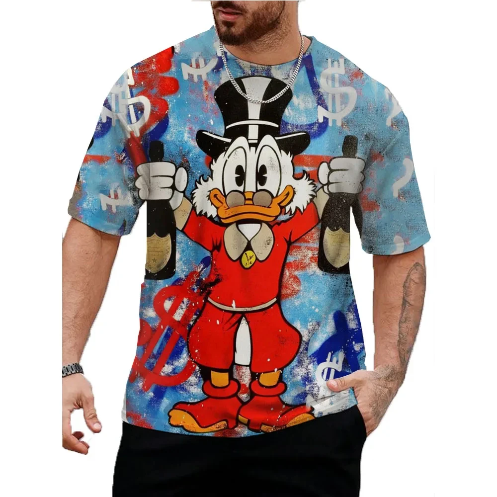 Disney Summer Men Donald Duck T-Shirt Funny Cartoon Print Tops Tees Fashion Short Sleeve Clothing Male Daily Casual Streetwear