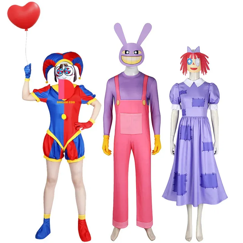 

Jax Ragatha Cosplay Costume The Amazing Digital Circus Cartoon TV Anime Fantasia Mask Suits Halloween Party for Boys Girls