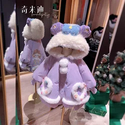 Kids Clothes Warm Warm Winter Thick Baby Girl Pink Cotton Cute Hodded Outwear Bow Sweet Princess Snow Long Jacket Coat Jacket