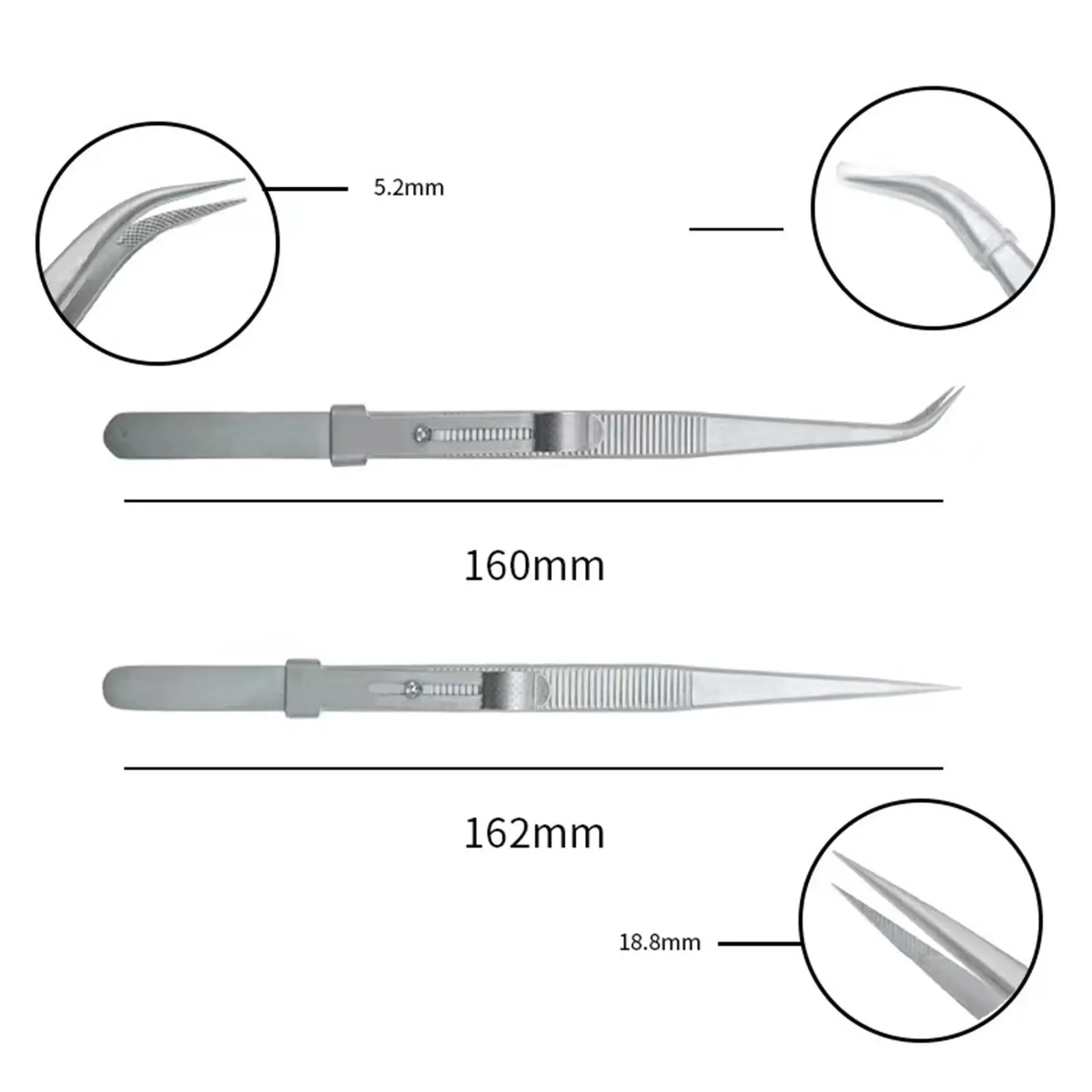 Pince à épiler en acier inoxydable pour soudure industrielle, pince à bijoux, pince à épiler droite et incurvée, porte-pince à verrouillage, 3 pièces