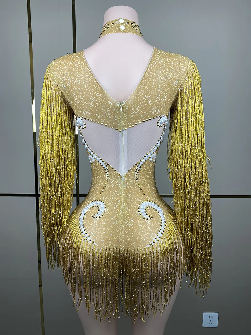 Robe en dentelle transparente à manches courtes avec pompons personnalisés, maille, haute élasticité, paillettes, sexy, robe de soirée serrée, robe de performance sur scène, nouveau