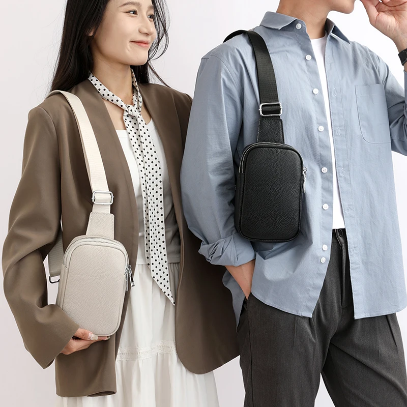 

Кожаная нагрудная сумка, повседневная сумка через плечо большой вместимости, уличный модный рюкзак, верхний слой из воловьей кожи, нагрудная сумка на плечо 미우дель가방정품급 sac