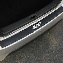 For Peugeot 407 Carbon Fiber Stickers Auto Rear Trunk Plate Guard Car Rear Bumper Scuff Protective Sill Pedals Cover Accessories