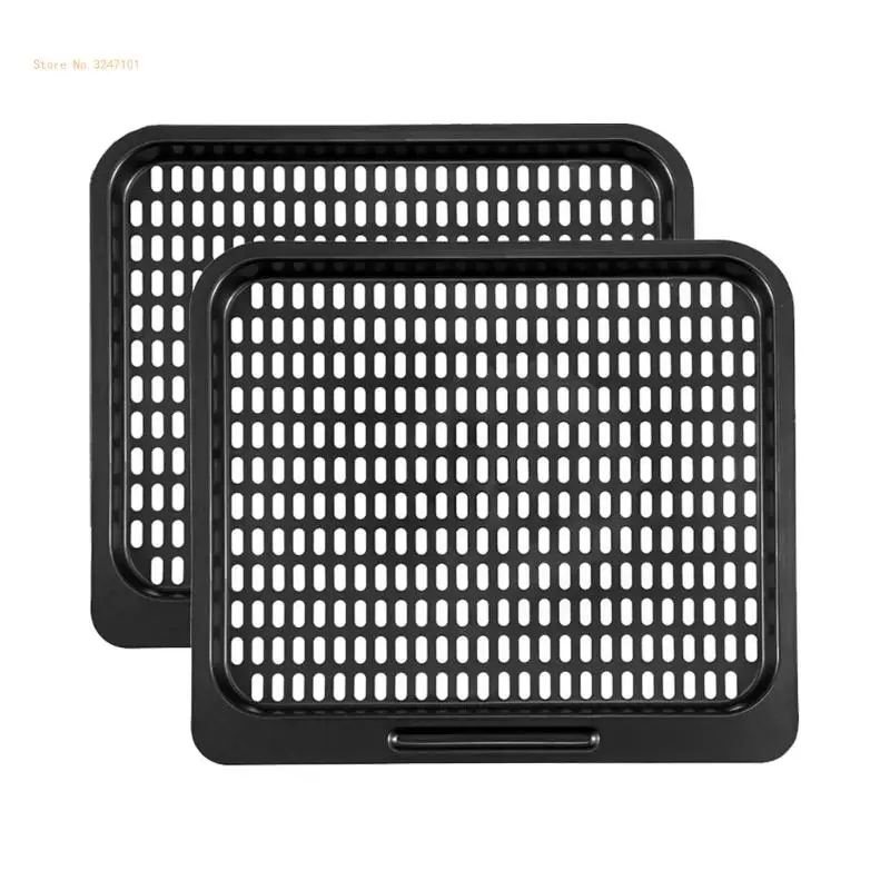 

2x/set Air Fryer Grill Pan Nonstick Baking Replacement Tray Square Oven Pan Dropship