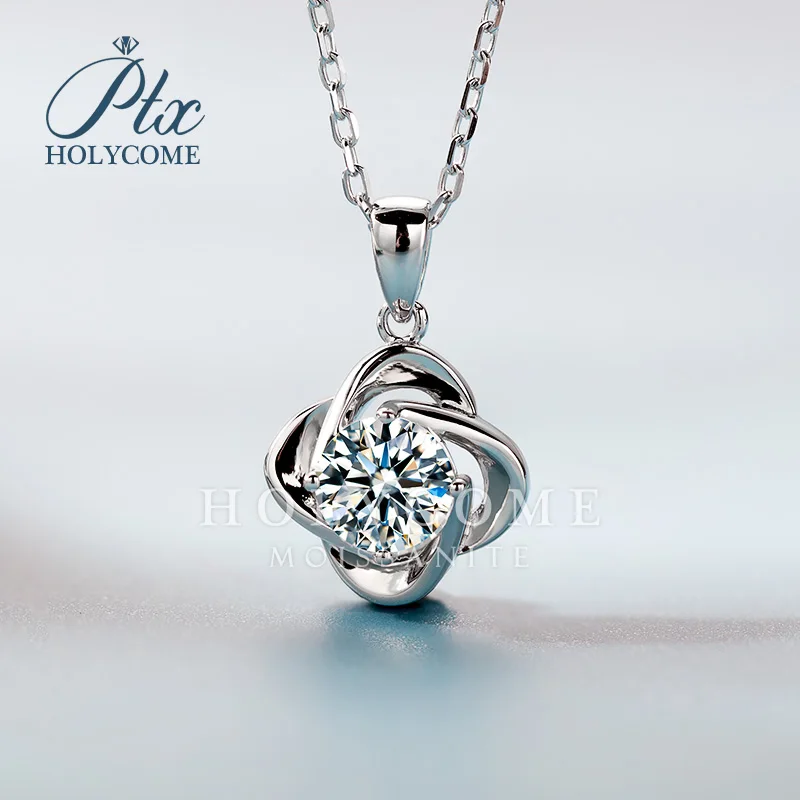 

Holycome Moissanite Necklace for Women 925 Sterling Sliver Plated Pendant Wedding Party Jewelry with Certificates