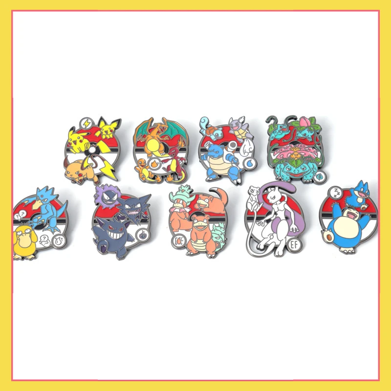 

Pokemon Evolution Anime Peripheral Charmander Medal Bulbasaur Gengar Decoration Cartoon Brooch Ornaments Collection Toys Gifts